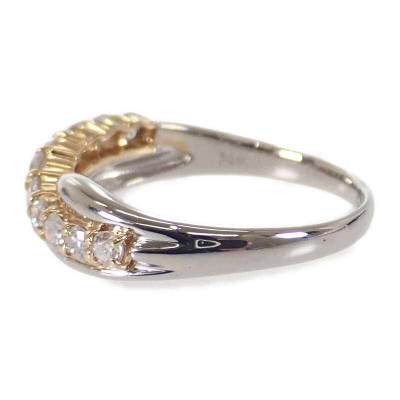 K18 Pt900 デザインジュエリー クロス 14号 リング K18ゴールド Pt900プラチナ ダイヤモンド レディース【中古】【Aランク】