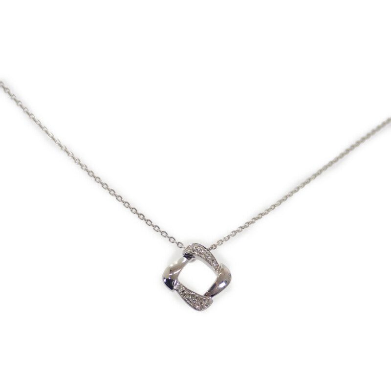 ヨンドシー 4℃ スクエア モチーフ ネックレス K18ホワイトゴールド ダイヤモンド レディース【中古】【Aランク】