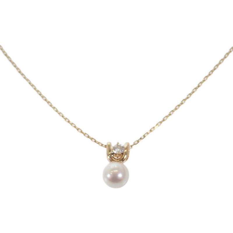 K18YG デザインジュエリー ネックレス K18イエローゴールド パール ダイヤモンド レディース【中古】【Aランク】