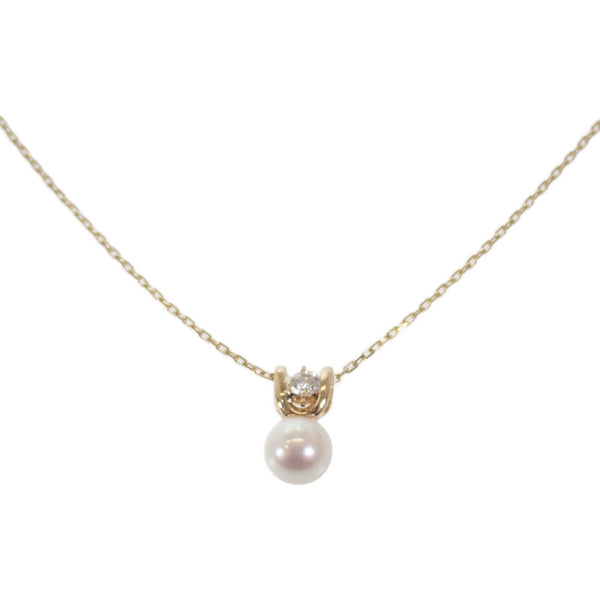 K18YG デザインジュエリー ネックレス K18イエローゴールド パール ダイヤモンド レディース【中古】【Aランク】