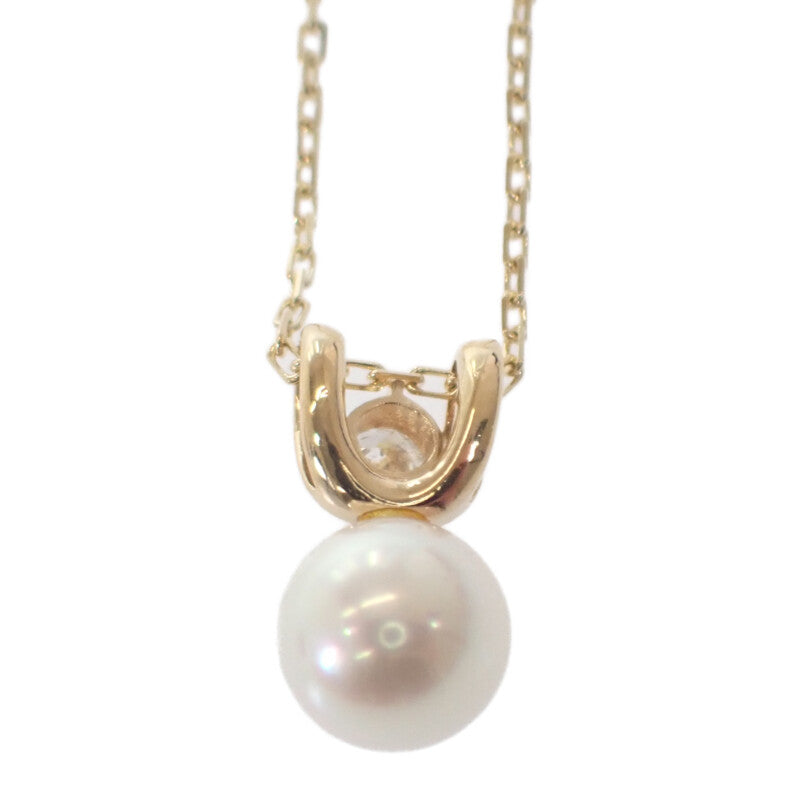 K18YG デザインジュエリー ネックレス K18イエローゴールド パール ダイヤモンド レディース【中古】【Aランク】