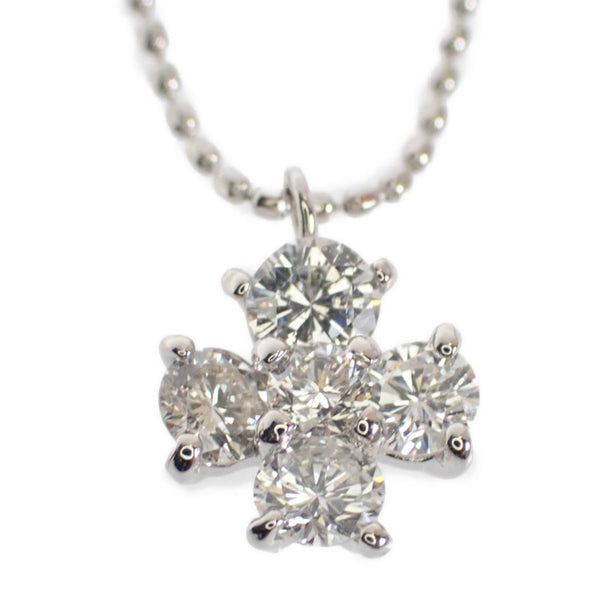 デザイン ジュエリー 四葉 クローバー ネックレス Pt850/900プラチナ ダイヤモンド レディース【中古】【Aランク】