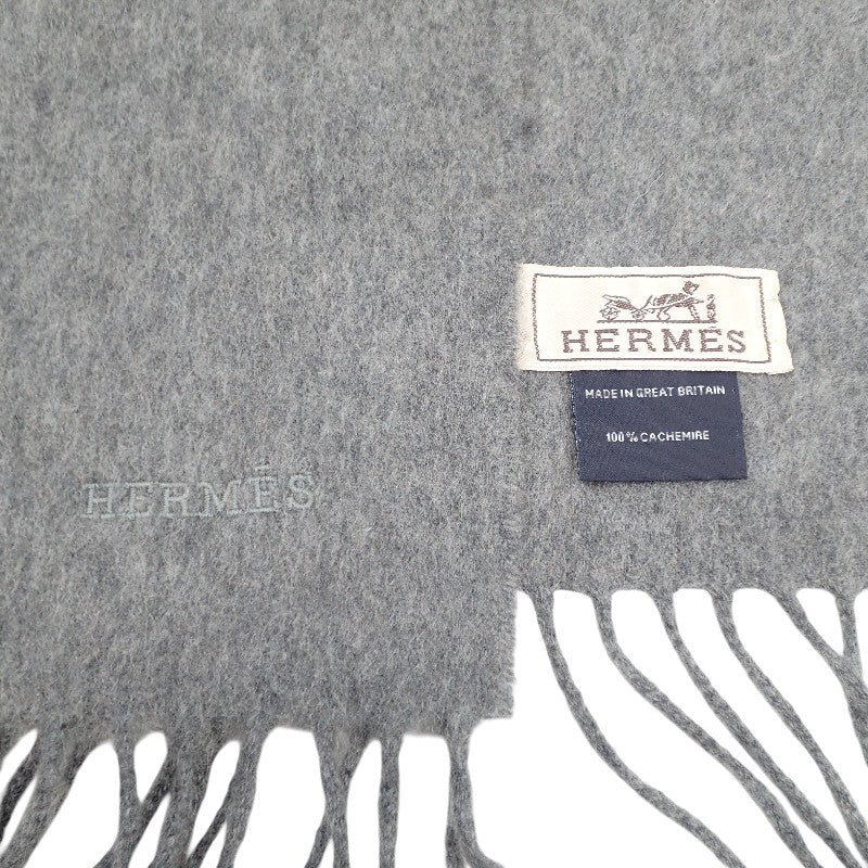 エルメス HERMES ユニ・ブロデ H393700T_04 マフラー カシミヤ グレー