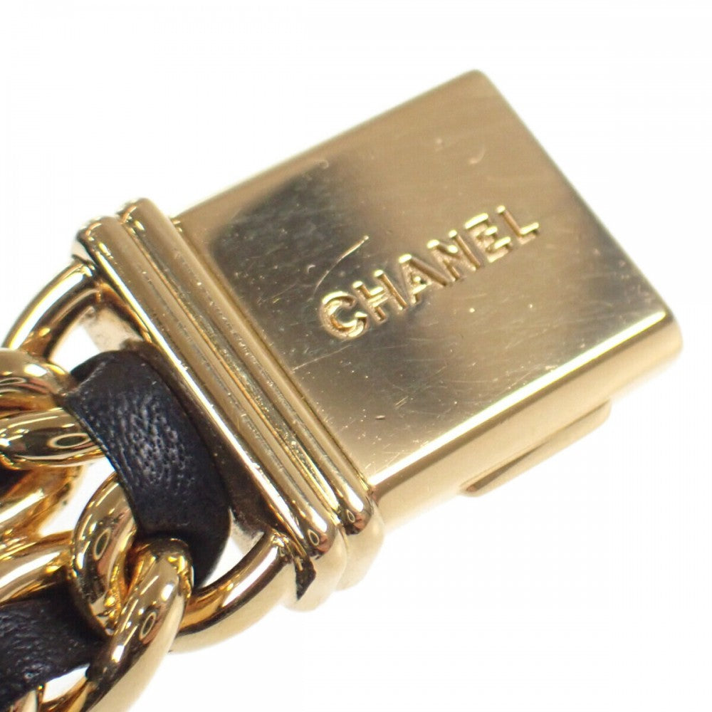 シャネル CHANEL プルミエール Lサイズ H0001 腕時計 GP レザー クオーツ ブラック文字盤 レディース【中古】【ABランク】