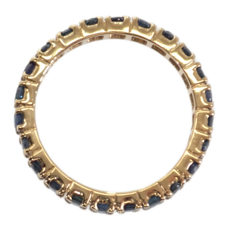 【中古】 K18YG S デザインジュエリー ブルーサファイア フルエタニティ リング K18イエローゴールド ブルー 9号 サファイア レディース【Aランク】