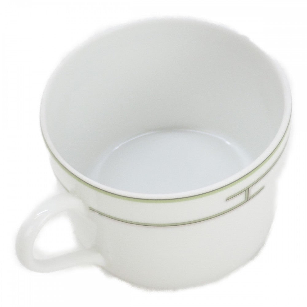 エルメス HERMES リズムカップ＆ソーサー ペア  4416P2 食器 陶器 ホワイト グリーン レッド レディース【中古】【Sランク】