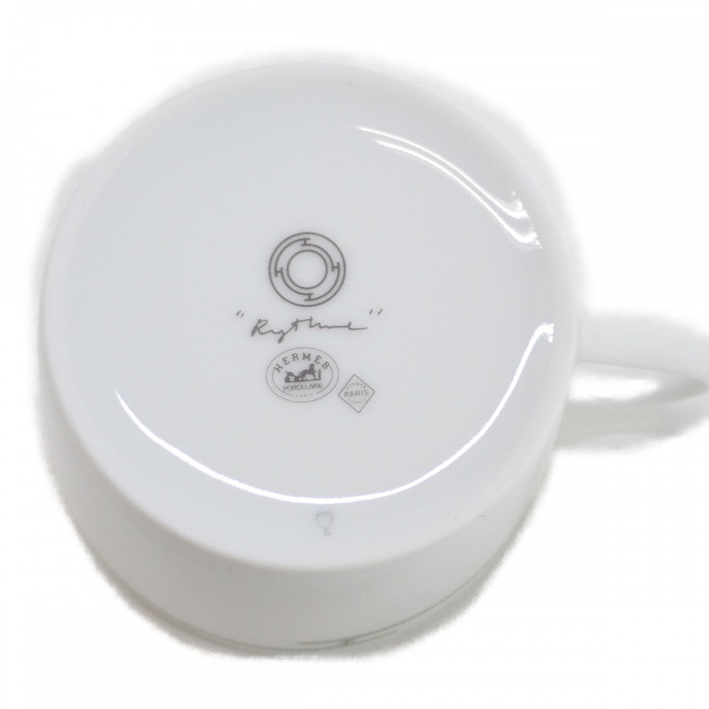 エルメス HERMES リズムカップ＆ソーサー ペア  4416P2 食器 陶器 ホワイト グリーン レッド レディース【中古】【Sランク】