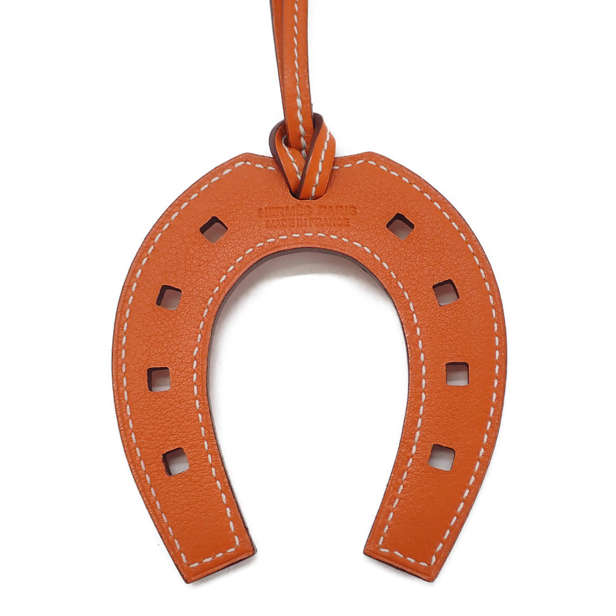 【中古】エルメス HERMES パドックシュバル ホースシュー 075350CA バッグチャーム スイフト オレンジ レディース【Aランク】