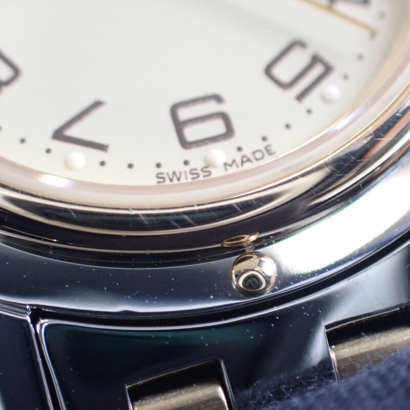 エルメス HERMES クリッパー CL4.220 腕時計 ステンレススチール GP クオーツ アイボリー文字盤 レディース【中古】【Aランク】
