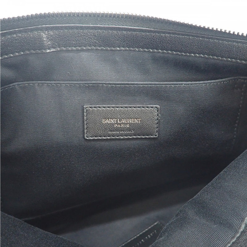 【Aランク】サンローラン SAINT LAURENT ポーチ リヴ・ゴーシュ 581369HZP6D1070 ポーチ クラッチバッグ コットン レザー ブラック メンズ【ISEYA】