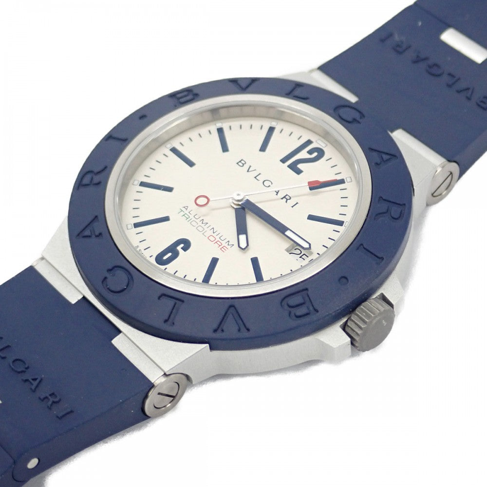 ブルガリ BVLGARI トリコロール 1000本限定 103514 腕時計 ラバー アルミニウム 自動巻き ホワイト文字盤 メンズ【中古】【Aランク】