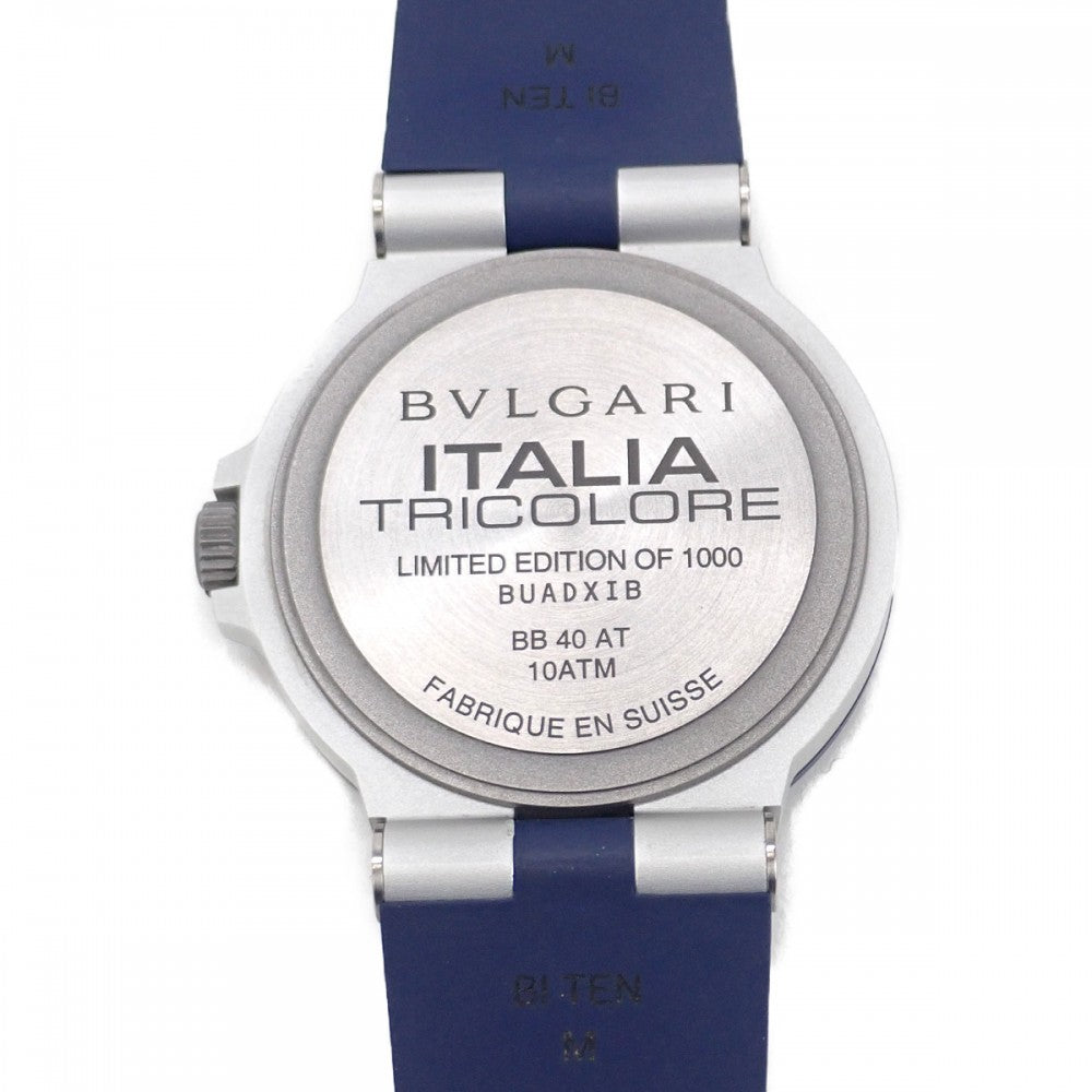 ブルガリ BVLGARI トリコロール 1000本限定 103514 腕時計 ラバー アルミニウム 自動巻き ホワイト文字盤 メンズ【中古】【Aランク】