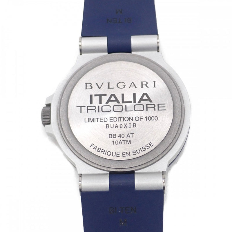 【Aランク】ブルガリ BVLGARI トリコロール 1000本限定 103514 腕時計 ラバー アルミニウム ホワイト ネイビー 自動巻き ホワイト文字盤 メンズ【ISEYA】