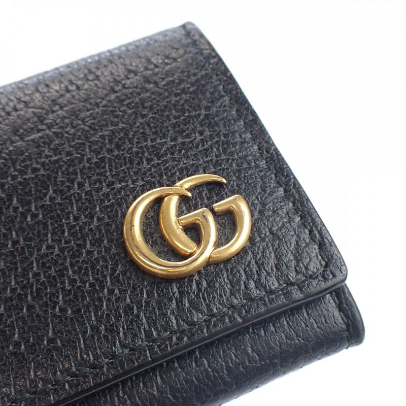 【ABランク】グッチ GUCCI GGマーモント 473959 コインケース レザー ブラック ゴールド金具 レディース【ISEYA】