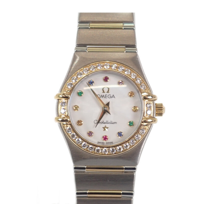 オメガ OMEGA コンステレーションミニ アイリス 1367.79 腕時計 ステンレススチール イエローゴールド クオーツ ホワイトシェル文字盤 レディース【中古】【ABランク】