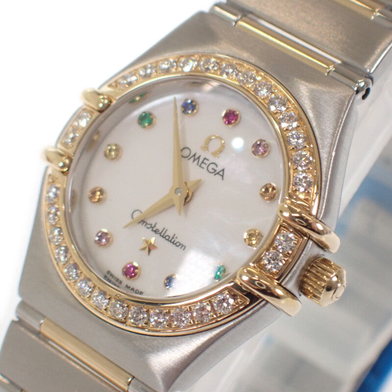 オメガ OMEGA コンステレーションミニ アイリス 1367.79 腕時計 ステンレススチール イエローゴールド クオーツ ホワイトシェル文字盤 レディース【中古】【ABランク】