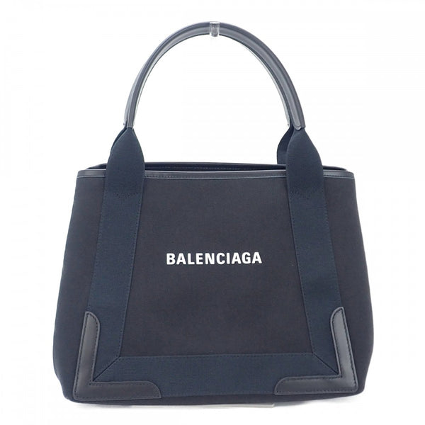 【Aランク】バレンシアガ BALENCIAGA ネイビーカバ S 339933 2HH3N 1000 ハンドバッグ キャンバス レザー ブラック レディース【ISEYA】