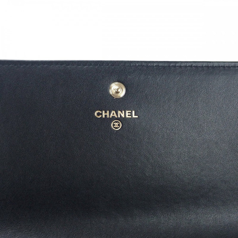 【Sランク】シャネル CHANEL ドーヴィル A81976 長財布 キャンバス ブラック レディース【ISEYA】