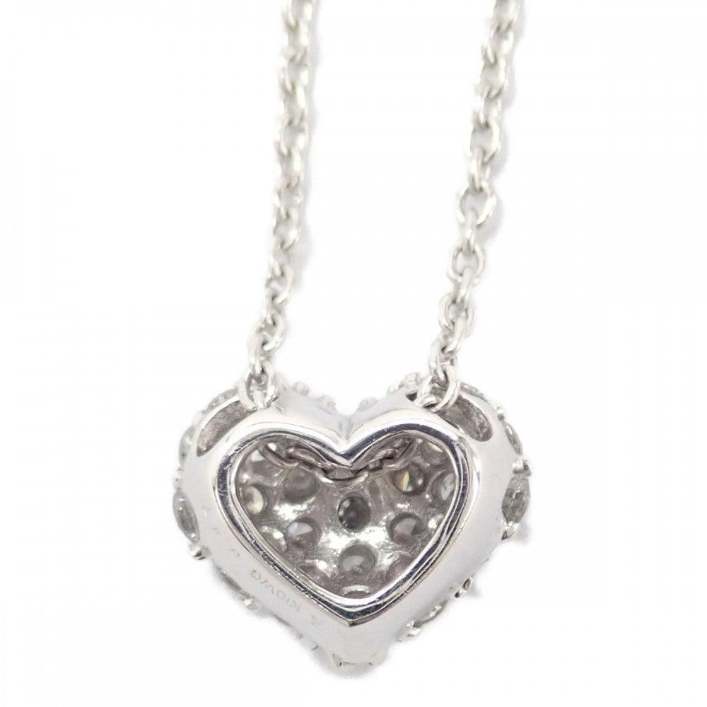 デザイン ジュエリー ハートモチーフ ネックレス K18ホワイトゴールド ダイヤモンド レディース【中古】【Aランク】