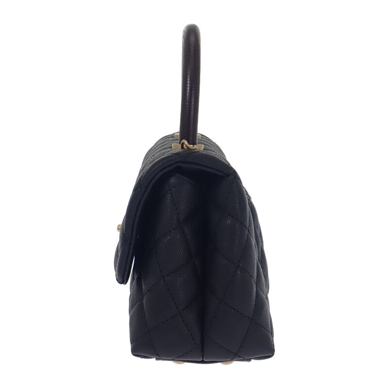シャネル CHANEL ココハンドル XS A92990 ハンドバッグ キャビアスキン ブラック ゴールド金具 レディース【中古】【Aランク】