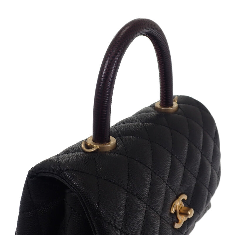 シャネル CHANEL ココハンドル XS A92990 ハンドバッグ キャビアスキン ブラック ゴールド金具 レディース【中古】【Aランク】