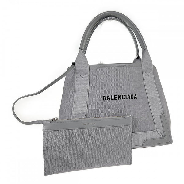 【中古】【Aランク】バレンシアガ BALENCIAGA ネイビー・スモールカバス 339933AQ38N1108ハンドバッグ キャンバス カーフ グレー オープン レディース【ISEYA】