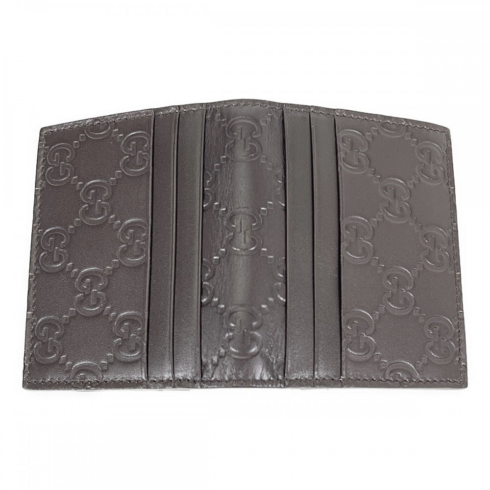 グッチ GUCCI グッチシマ 386862 カードケース レザー ブラウン メンズ レディース【中古】【Aランク】