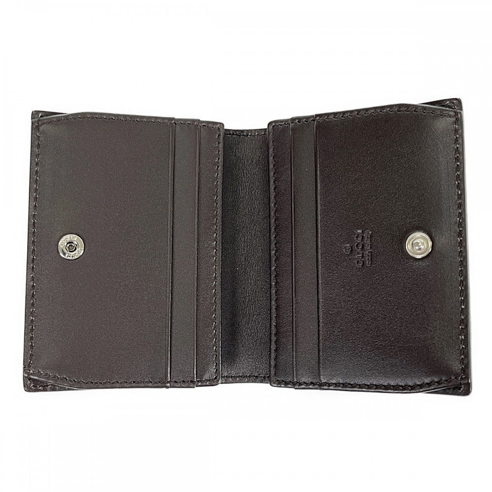 グッチ GUCCI グッチシマ 386862 カードケース レザー ブラウン メンズ レディース【中古】【Aランク】