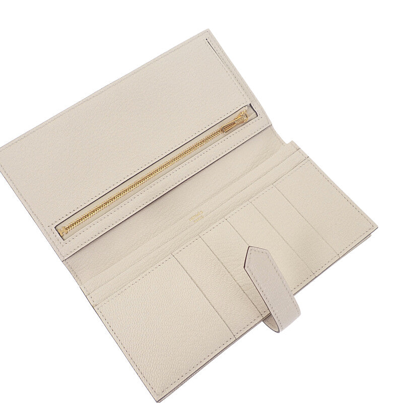 エルメス HERMES ベアンスフレ 長財布 シェブルミゾル アイボリー ホワイト ナタ ゴールド金具 レディース メンズ【中古】【SAランク】