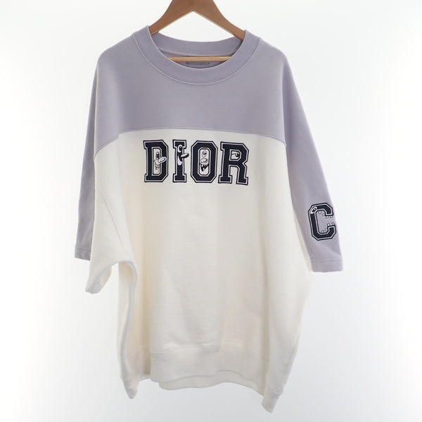 【Aランク】クリスチャンディオール Christian Dior オーバーサイズロゴトレーナー トップス 2021SS 193J648A0687 スウェット コットン ホワイト パープル M メンズ レディース【ISEYA】