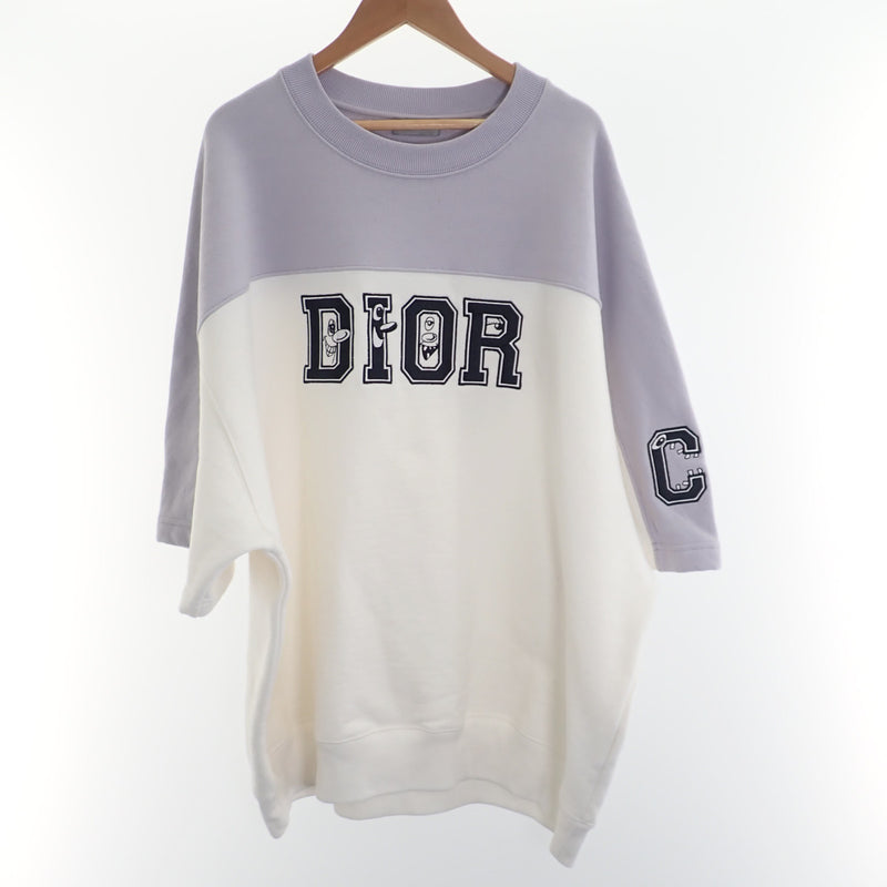 【Aランク】クリスチャンディオール Christian Dior オーバーサイズロゴトレーナー トップス 2021SS 193J648A0687 スウェット コットン ホワイト パープル M メンズ レディース【ISEYA】