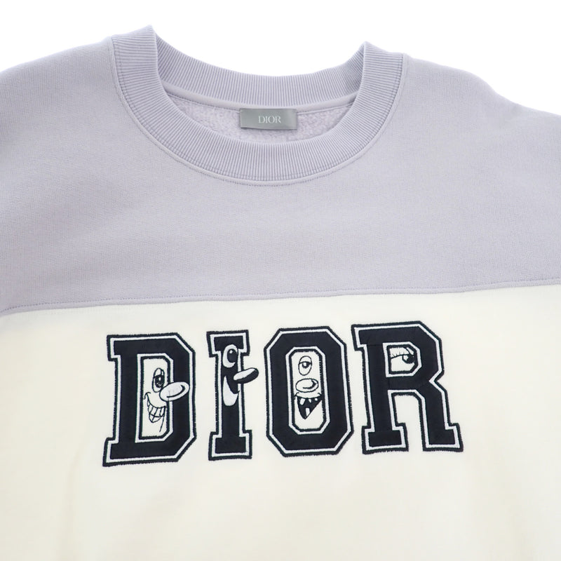 【Aランク】クリスチャンディオール Christian Dior オーバーサイズロゴトレーナー トップス 2021SS 193J648A0687 スウェット コットン ホワイト パープル M メンズ レディース【ISEYA】