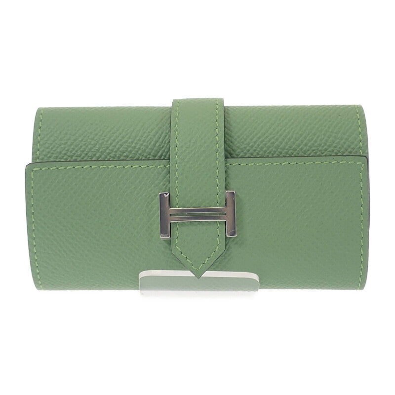 エルメス HERMES ベアン キーケース ヴォーエプソン ヴェールクリケット グリーン シルバー金具 レディース【中古】【SAランク】