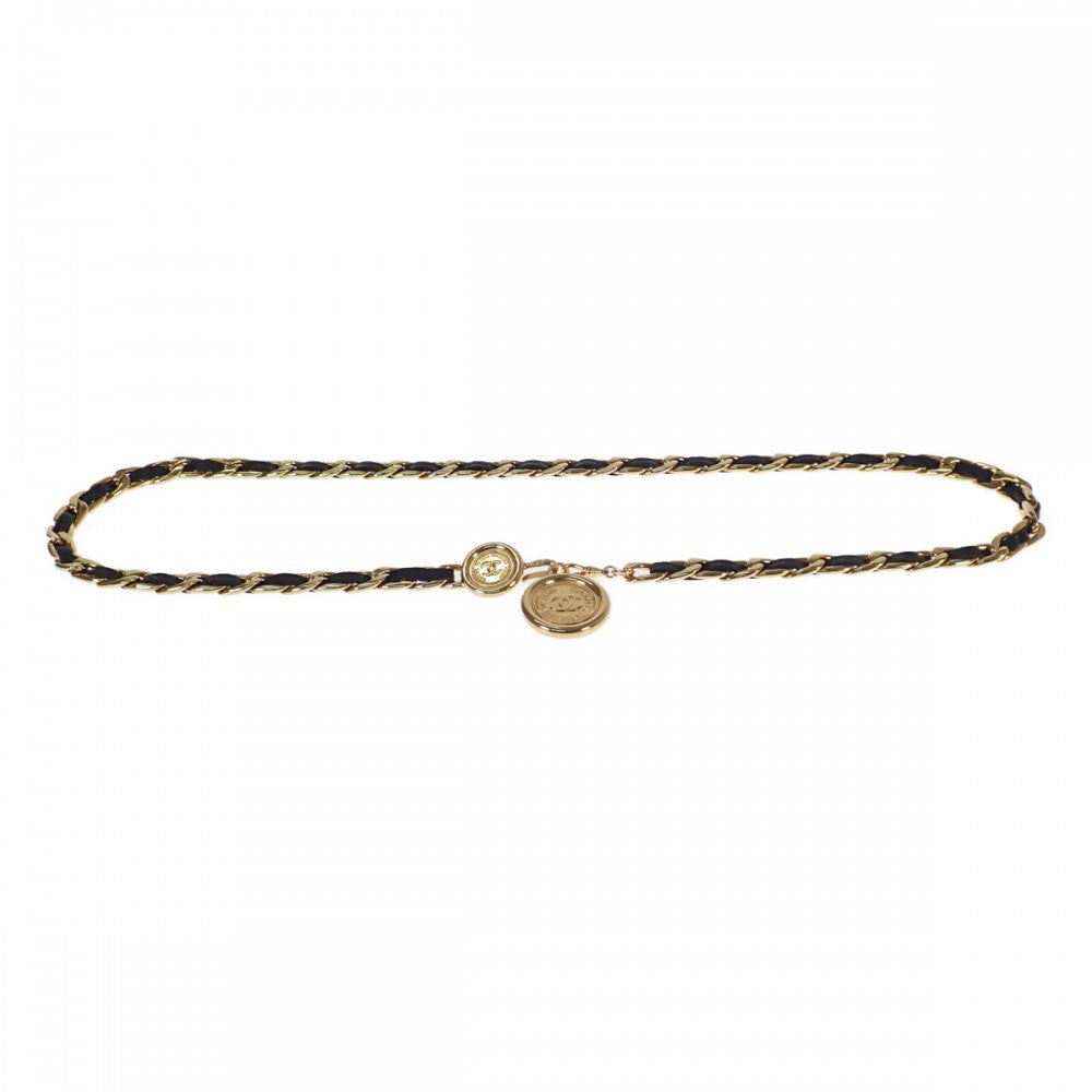 シャネル CHANEL ココマーク チェーン ベルト GP ゴールド ブラック サイズ87cm【中古】【Aランク】