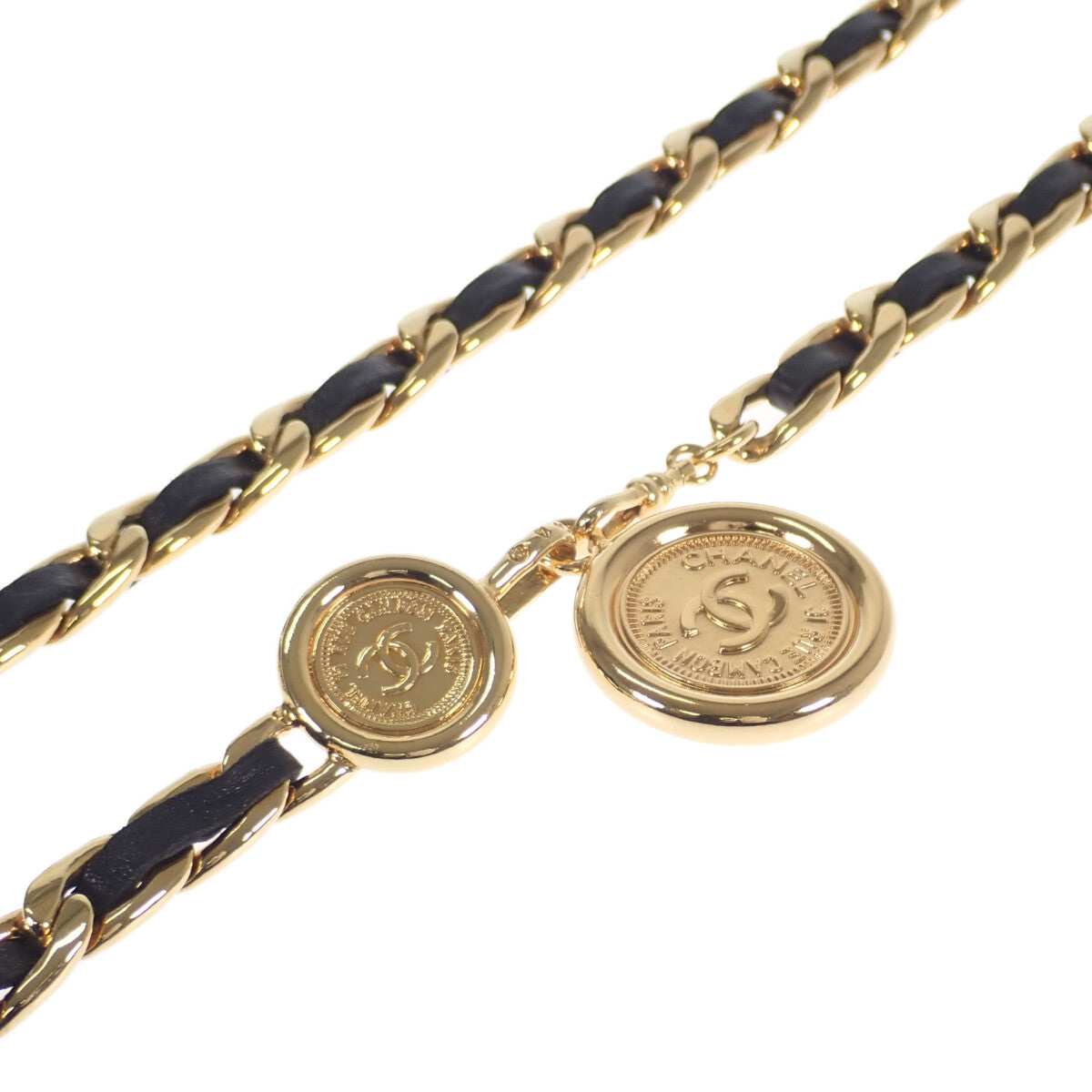シャネル CHANEL ココマーク チェーン 94A 94A刻印 ベルト GP ゴールド ブラック レディース【中古】【Aランク】