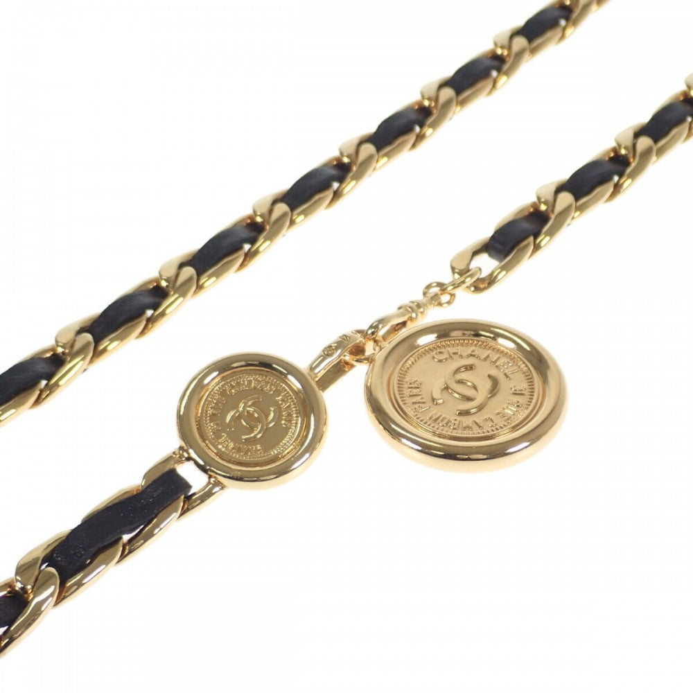 シャネル CHANEL ココマーク チェーン ベルト GP ゴールド ブラック サイズ87cm【中古】【Aランク】