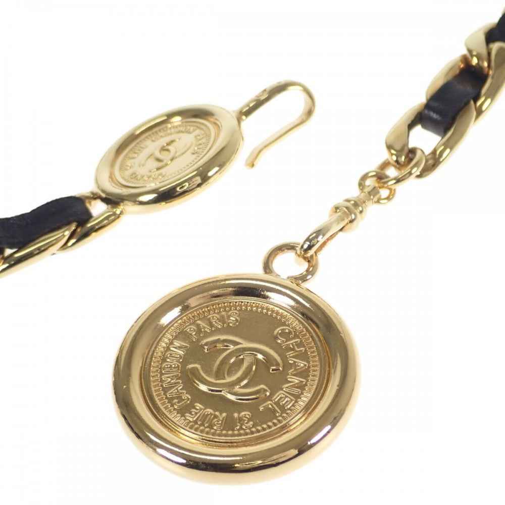 シャネル CHANEL ココマーク チェーン ベルト GP ゴールド ブラック