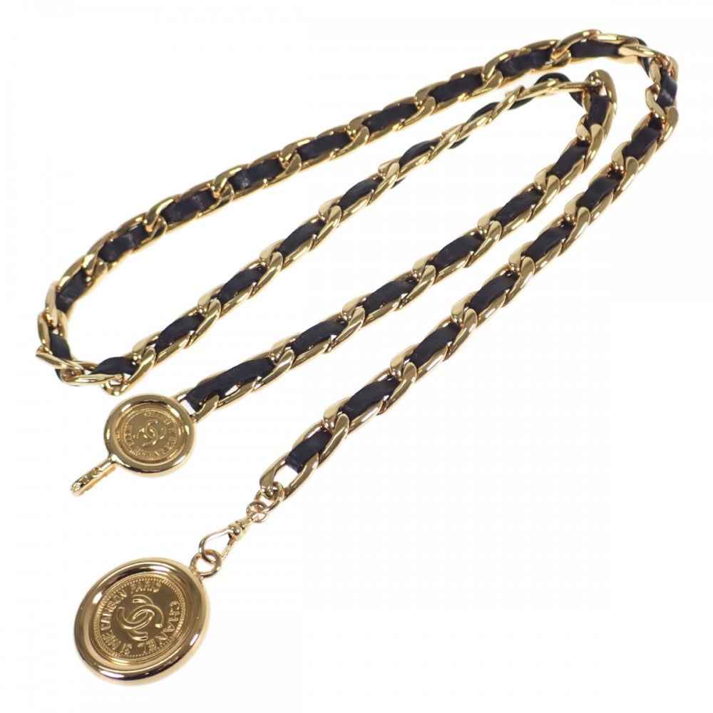 シャネル CHANEL ココマーク チェーン ベルト GP ゴールド ブラック