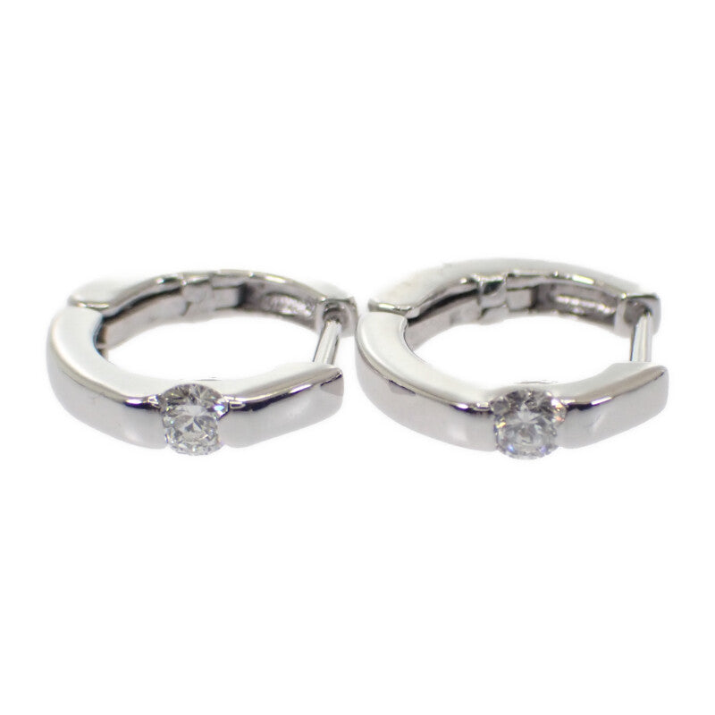 【中古】 K18WG デザインジュエリー フープダイヤモンド ピアス K18ホワイトゴールド ダイヤモンド レディース【Aランク】