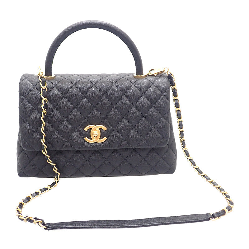 シャネル CHANEL ココハンドル29 トップハンドル ラージ A92991B0506894305 2WAYバッグ ハンドバッグ ショルダーバッグ キャビアスキン ブラック ゴールド金具 レディース【中古】【Aランク】