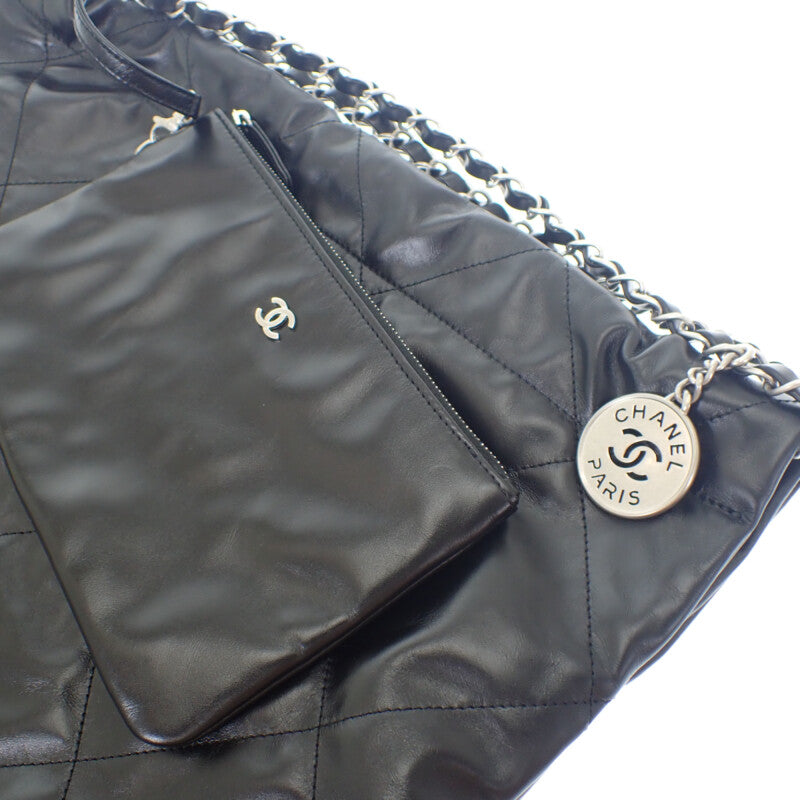 シャネル CHANEL 22 スモール AS3260B1905794305 ハンドバッグ シャイニーカーフスキン ブラック シルバー金具 レディース【中古】【SAランク】