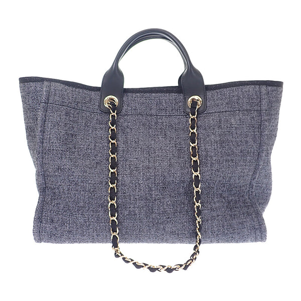 シャネル CHANEL ドーヴィルGM ラージ A66941 2WAYバッグ ショルダーバッグ ラフィア レザー ネイビー ゴールド金具 レディース【中古】【Aランク】