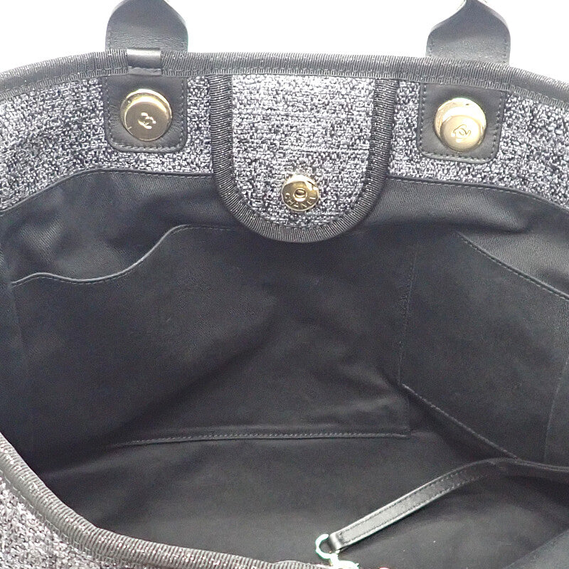 シャネル CHANEL ドーヴィルGM ラージ A66941 2WAYバッグ ショルダーバッグ ラフィア レザー ネイビー ゴールド金具 レディース【中古】【Aランク】