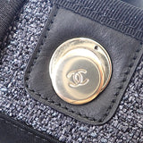 シャネル CHANEL ドーヴィルGM ラージ A66941 2WAYバッグ ショルダーバッグ ラフィア レザー ネイビー ゴールド金具 レディース【中古】【Aランク】