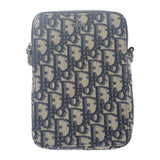 ディオール Dior メッセンジャーポーチ オブリーク ジャガード 2ESBC265YSE-H05E ショルダーバッグ キャンバス レザー ネイビー ベージュ レディース メンズ【中古】【Aランク】