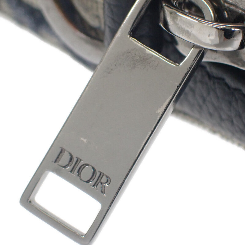 ディオール Dior メッセンジャーポーチ オブリーク ジャガード 2ESBC265YSE-H05E ショルダーバッグ キャンバス レザー ネイビー ベージュ レディース メンズ【中古】【Aランク】