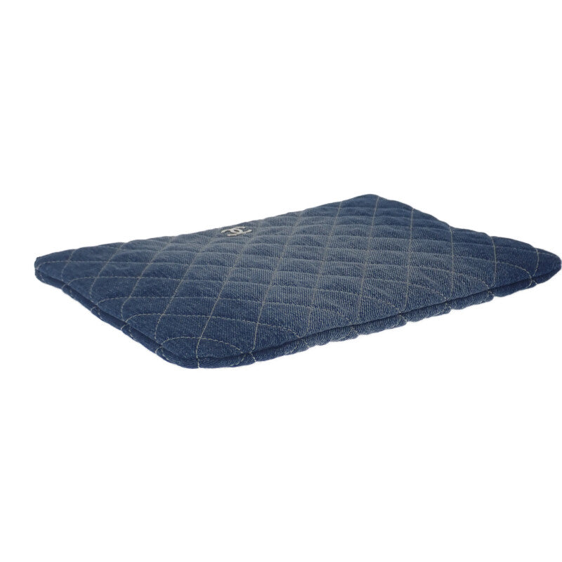 シャネル CHANEL ココマーク クラッチバッグ デニム ブルー シルバー