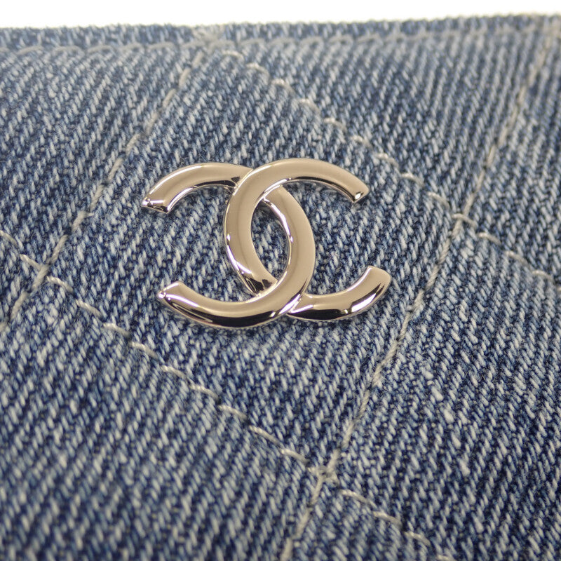 シャネル CHANEL ココマーク クラッチバッグ デニム ブルー シルバー
