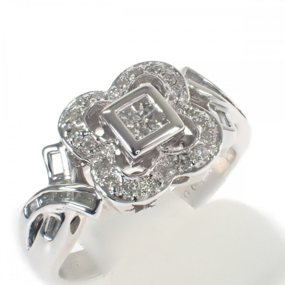 【中古】 デザイン ジュエリー フラワー モチーフ リング K18ホワイトゴールド ダイヤモンド ダイヤモンド レディース【Aランク】