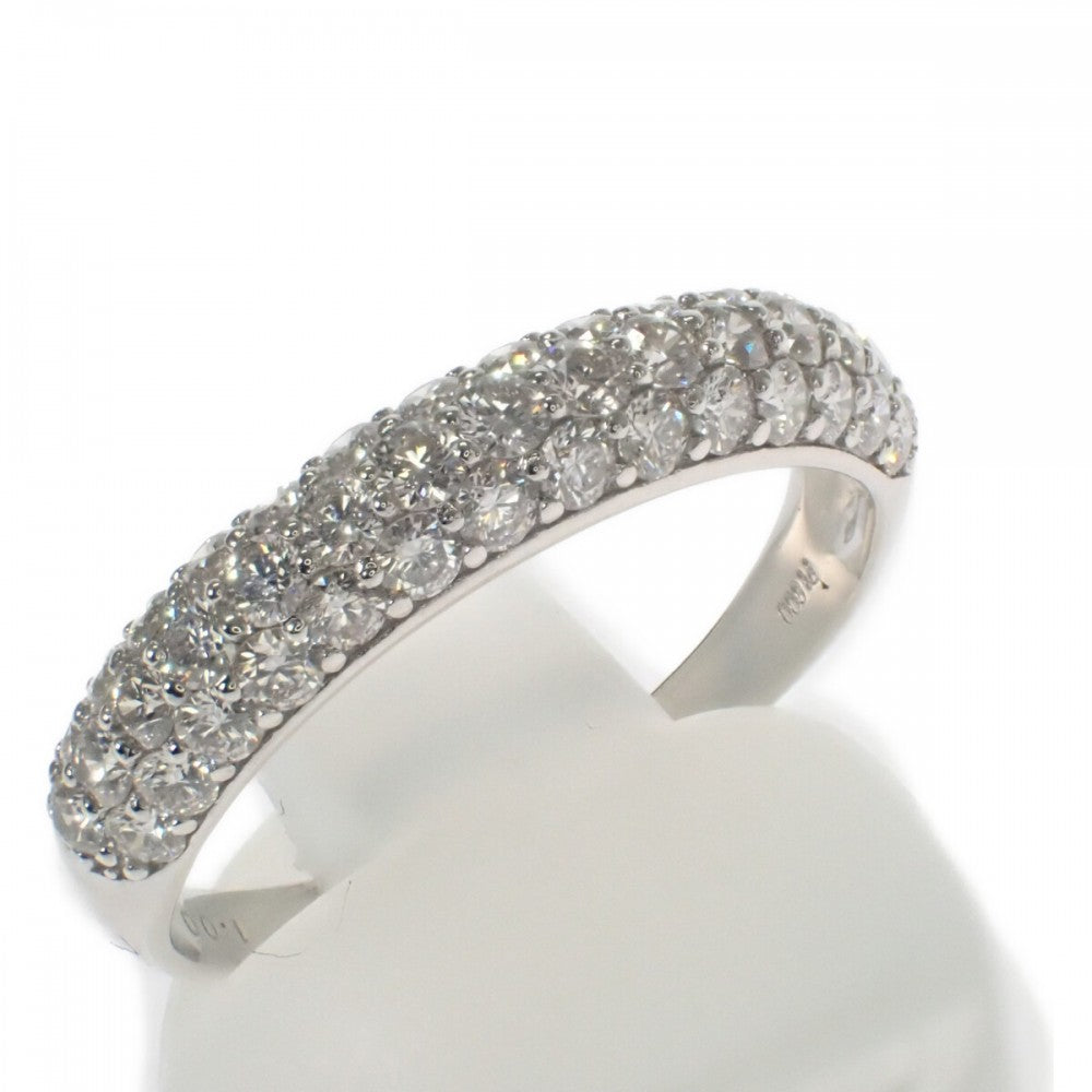 デザインジュエリー ハーフ パヴェ リング Pt900プラチナ ダイヤモンド レディース【中古】【Aランク】